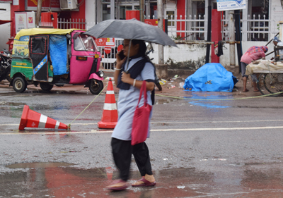 Pre-Norwester rain affects normal life at Agartala city on March 20.