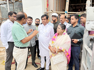 Mayor of Agartala Municipal Corporation (AMC) Dipak Majumder inspected the under construction multi-level parking-cum-shopping complex at Motor Stand area of Agartala on September 3.