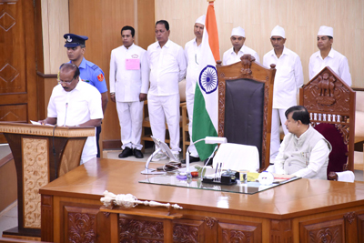 Governor Indrasena Reddy Nallu addresses the first session of Tripura Legislative Assembly on  March 13.