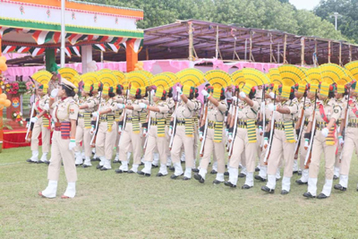 Final Rehearsal of Independence Day parade at Assam Rifles Ground in Agartala held on August 13.