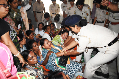 Tripura Pradesh Mahila Congress organised protest and sit in demonstration at the office of Tripura Commission for Women (TCW) in Agartala on July 1.