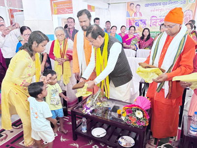 Mayor of Agartala Municipal Corporation (AMC) Dipak Majumder attended a clothes distribution programme in 35 word of AMC on February 7.