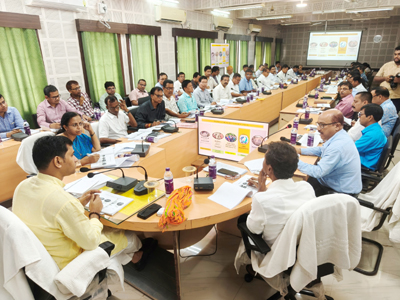 Tripura Fisheries Minister Sudhangshu Das reviews the activities of the Fisheries Department on June 19.
