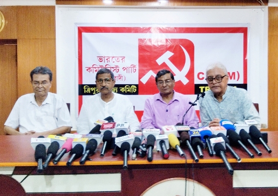 CPIM leaders led by former Power Minister Manik Dey addressed a press conference at party headquarters in Agartala on August 22 and raised questions over electric smart meter policy of the state government and rising electricity bills.