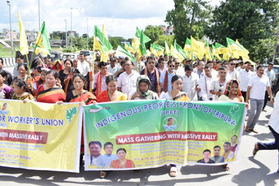 IPFT conducts a rally and a street corner meeting at Agartala on August 23 demanding Tipraland state.