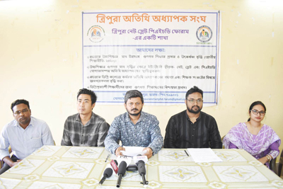 The guest lecturers body addressed a press conference at Agartala Press Club on March 28.