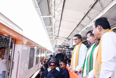 Chief Minister Dr Manik Saha flagged off of the Agartala Karimganj electric train services from Agartala Railway Station on June 4.