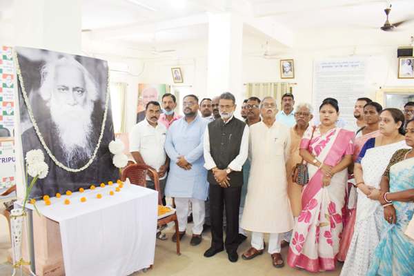 Tripura Pradesh Congress observes birth anniversary of Kabiguru Rabindranath Tagore at Congress Bhavan in Agartala on May 9.