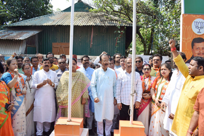 BJP foundation day observed at party headquarters in Agartala on April 6 in the presence of senior leaders including party state president Rajib Bhattacharjee.