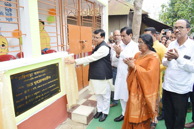 Minister Tinku Roy inaugurated a new building of Anganwadi Centre at Charipara area at the outskirts of Agartala on April 1.