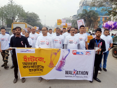 ILS Hospital organized an awareness rally on Cancer Day at Agartala on February 4.