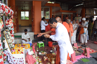 On the occasion of the 650th birth anniversary of the revered saint, Shri Guru Ravidas Ji, the sacred urn containing holy soil brought from his birthplace was handed over by Chief Minister Dr Manik Saha to the district presidents for a statewide procession across every Assembly constituency and for organizing service activities from Ramkrishna Saradeshwari Math in Agartala on August 4.