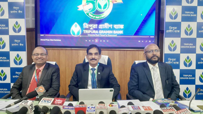 Tripura Gramin Bank (TGB) officials addressed a press conference at Pragna Bhavan in Agartala on May 2nd to announce its annual financial statement.