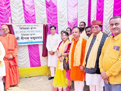 Mayor of Agartala Municipal Corporation (AMC) Dipak Majumder unveiled foundation stones for a new Kali temple under the initiative of Mahabir Club of Agartala on February 16.
