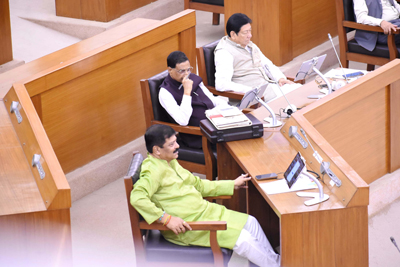 Congress MLAs present on the first day of the budget and 9th session of 13th Tripura Assembly in Agartala on March 13.