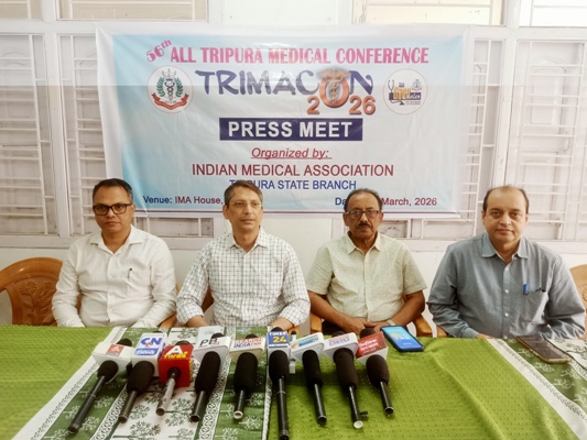 Indian Medical Association (IMA) Tripura State branch authorities addressed a press conference at IMA house in Agartala on March 12.