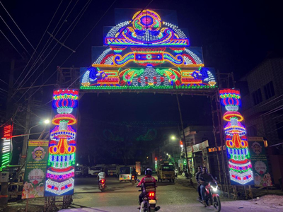 Agartala is illuminated with decorative lights ahead of Durga Puja.