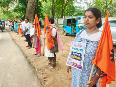 Computer Teachers organized a protest in Agartala on June 87 seeking their inclusion in the SSA Scheme.