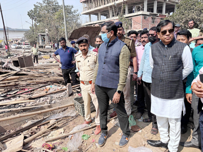Mayor of Agartala Municipal Corporation (AMC) Dipak Majumder inspects Howrah market on February 8 after a massive eviction drive across the city.