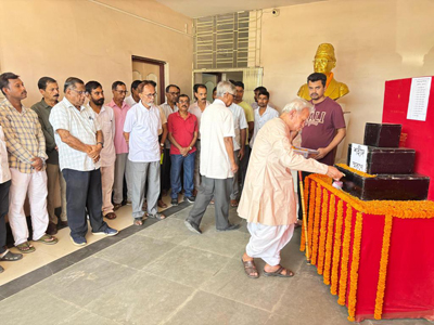 CPIM leaders pay tribute to the martyrs of Birchandra Manu during a memorial programme held at party headquarters in Agartala on October 12.