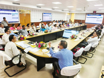 Social Welfare Minister Tinku Roy reviews key departmental issues at the Civil Secretariat in Agartala on August 25.