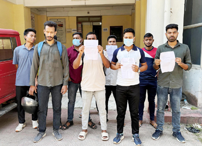 Fire service job aspirants organized a protest in front of the fire and emergency service directorate in Agartala on October 14 demanding their early recruitment.
