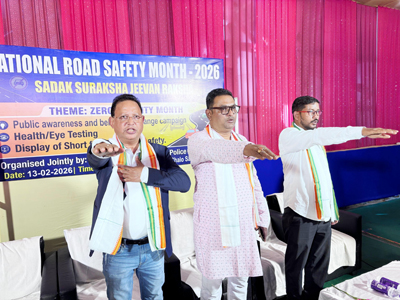 Transport departments organised an awareness drive to mark National road safety month at Agieye Chalo Sangha in Agartala on February 13.
