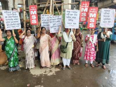 SUCI affiliate body AIMSS holds a protest march at Agartala on July 15.