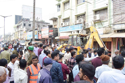 Agartala Municipal Corporation (AMC) enforcement teams conducted a massive eviction drive across the city on February 4 to clear encroachment.