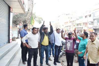 BJYM Bardowali Mandal of Agartala participated in picketing against the nationwide strike called by trade unions on February 12.
