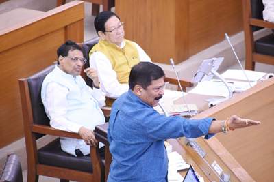 Congress MLA Sudip Roy Barman addresses Tripura Assembly House on March 17.