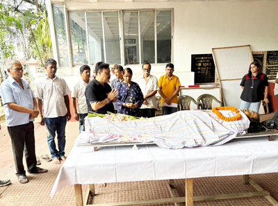 Journalists and authorities of Agartala press club paid their last tributes to Senior photojournalist Bikash Kole after his mortal remains were brought to club premises on September 22.