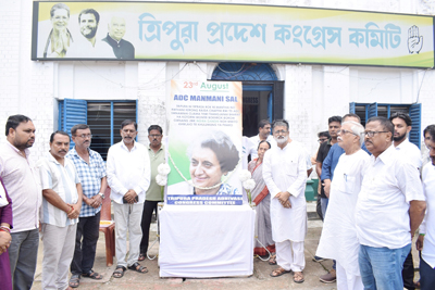 Tripura Pradesh Congress observes TTAADC Diwas at Congress Bhavan in Agartala on August 23.