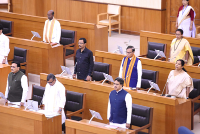 Treasury bench members present at the first day 9th session of 13th Tripura Assembly on March 13.