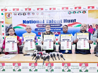 Tripura Pradesh Congress president addressed a press conference on National Talent Hunt event at Congress Bhavan in Agartala on January 16.