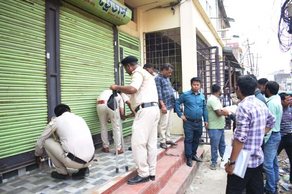 Authorities of Agartala Municipal Corporation (AMC)  sealed shops allotted by AMC due to pending dues at Maharajganj Bazar in Agartala on March 25.