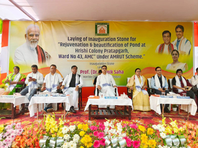 Chief Minister Dr Manik Saha joined the inauguration programme of newly constructed works for the pond at Hrishi colony Pratapgarh area of Agartala on February 23.