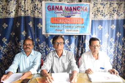Gana Mancha leaders addressed a press conference at Agartala on July 30.