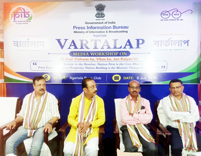 Rajya Sabha MP Rajib Bhattacharjee attended the Vartalaap event hosted by PIB at Agartala Press Club on July 8.
