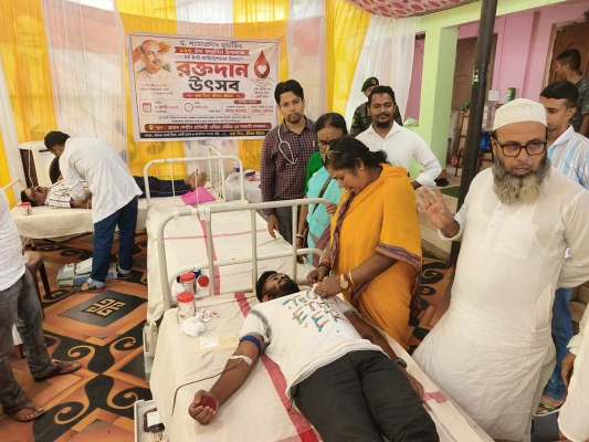 Former Union Minister Pratima Bhoumik organized a blood donation camp at her residence in Agartala on July 6 to pay tribute to birth anniversary of Dr Syama Prasad Mookerjee.