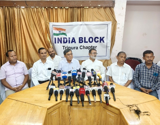 India Bloc Tripura Chapter leaders addressed a press conference at Agartala Press Club on October 24.