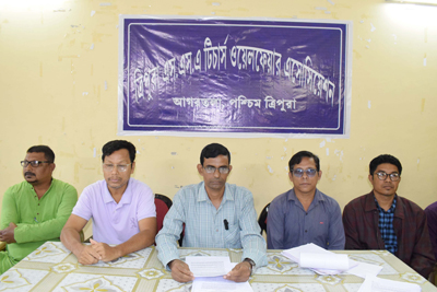 Tripura SSA Teachers Welfare Association addressed a press conference at Agartala on March 21 