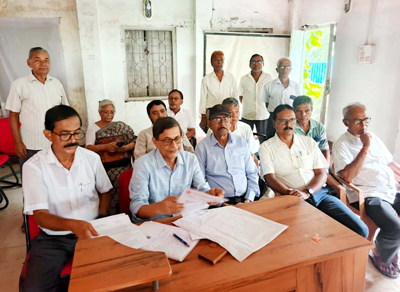 Tripura University Pensioners addressing a press conference at Agartala on September 17 to highlight their demands.
