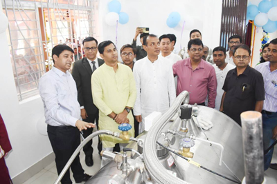 ARDD Minister Sudhangshu Das and MLA Ratan Chakraborty attend the inauguration of a liquid nitrogen plant at Khayerpur, Agartala, on June 9.