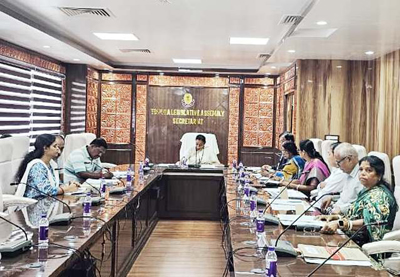 MLA Antara Sarkar Deb and MLA Mina Rani Sarkar chair a meeting of Tripura Assembly's estimate committee on June 23.