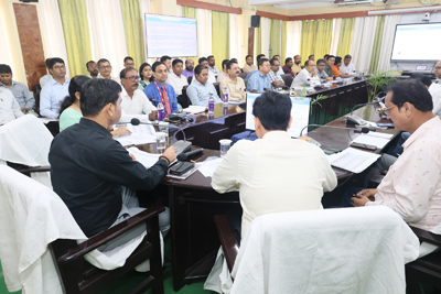 Tripura ARDD Minister Sudhangshu Das chairs a state-level review meeting of the Animal Resources Development Department at the conference hall of P.N. Complex, Gurkhabasti, Agartala, on June 22. 