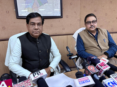 Mayor of Agartala Municipal Corporation (AMC) Dipak Majumder addressed a press conference at AMC conference hall in Agartala on January 31.