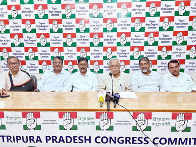 Tripura Pradesh Congress spokesperson Prabir Chakraborty addressed the media at Congress Bhavan in Agartala on August 3.