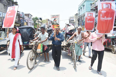 CPIM takes out procession in Agartala city against rise in prices of petrol and diesel and LPG cylinders on May 16.