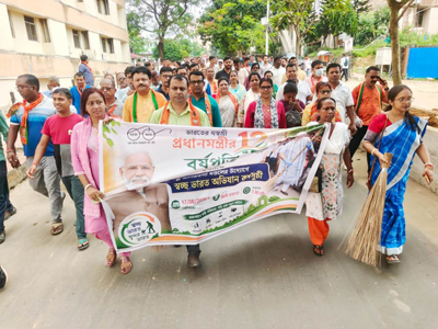 BJP 6-Agartala Mandal organised a cleanliness drive to mark 12 years in office of Prime Minister Narendra Modi on June 7.